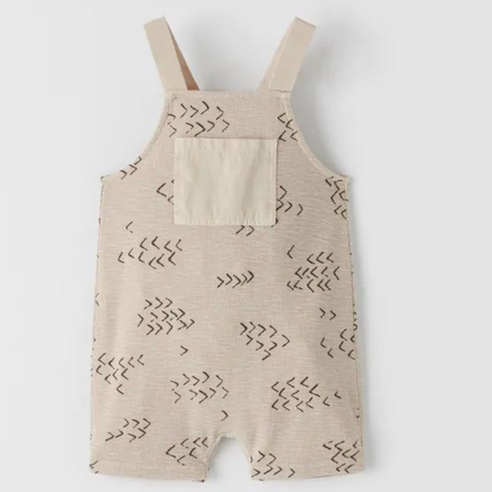 Zara Beige Arrow Patterned  Overalls Romper